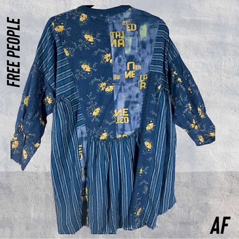 FREE PEOPLE CHARLIE PRINT TUNIC DRESS NWT SMALL FLORAL - Picture 4 of 7